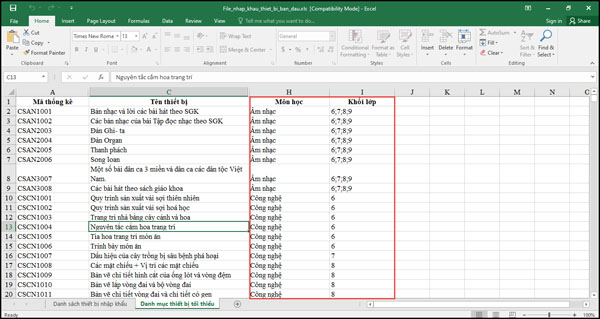 Excel có thể được sử dụng để quản lý thiết bị trường học hiệu quả