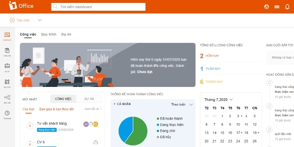 Phần mềm 1Office với bảng điều khiển công việc được thiết kế phù hợp mọi loại hình và quy mô doanh nghiệp, đáp ứng nhu cầu quản lý linh hoạt